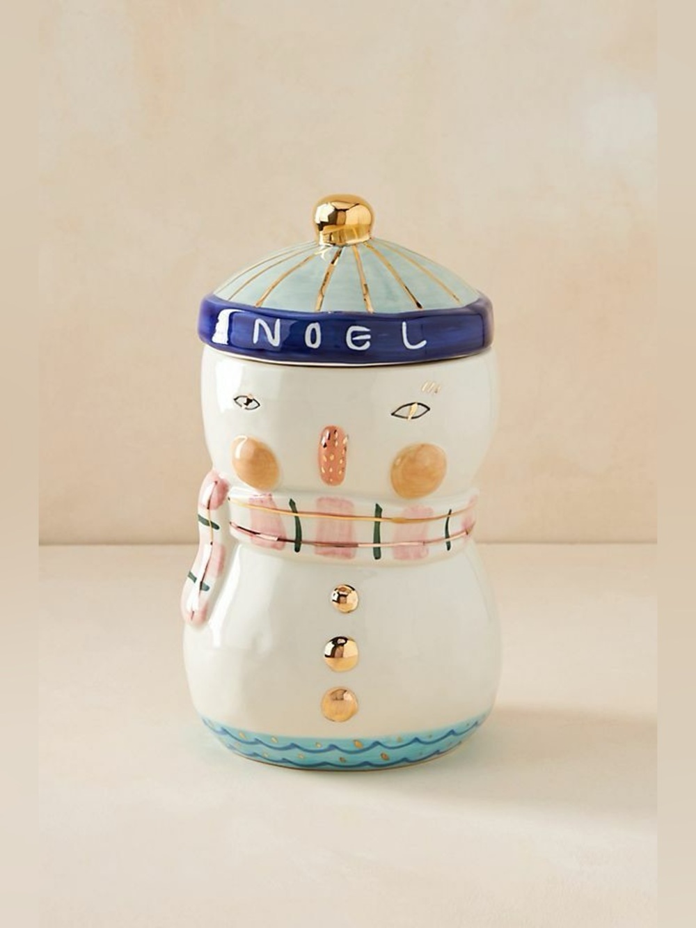 Anthropologie Birdcanfox Joyeux Noel Snowman Cookie Jar Bird Can Fox